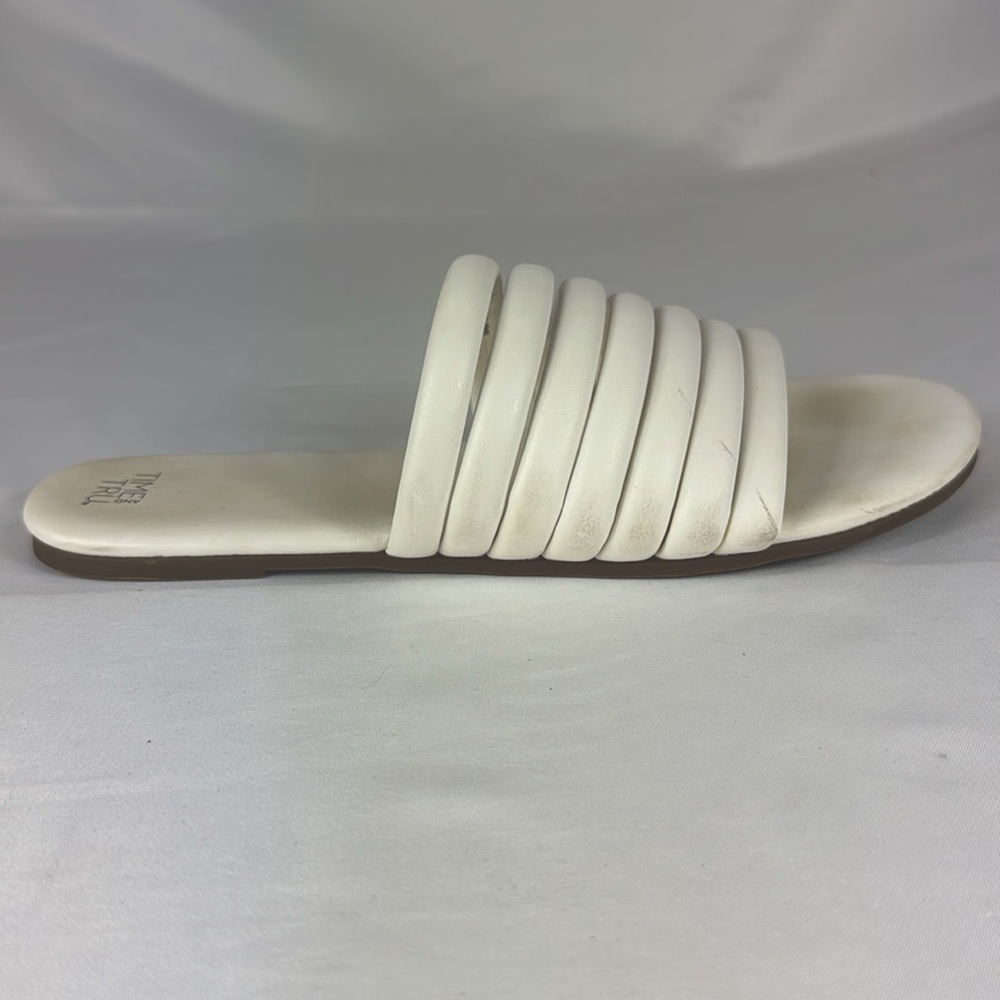 Time & Tru White Strappy Slide Sandals Size 7 - Picture 8 of 10